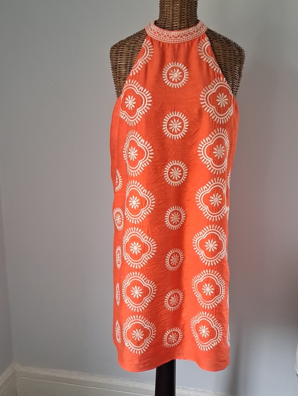 HTML Orange Halter Shift Dress